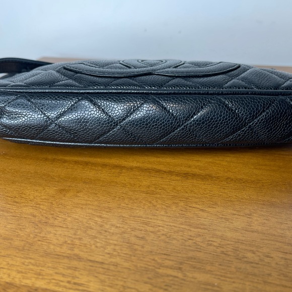 Auth Classic Chanel Black Caviar Hobo Chain Gold HW Handbag Pochette - Picture 13 of 16